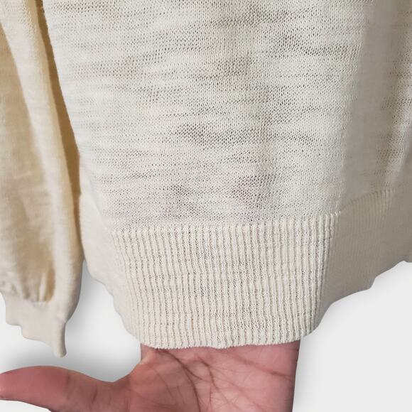 White + Warren Cream and Black Crew Neck Sweater - Picture 4 of 12